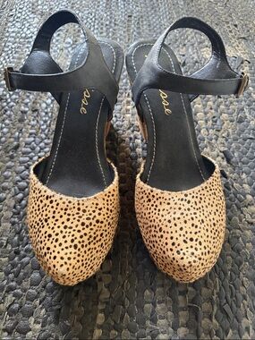 Free People Women's Leopard-Print Ankle-Strap Clog/Heels